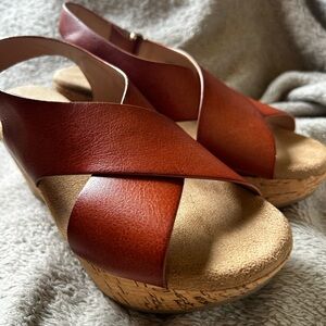 Women's Tan and Brown Leather Sandals
